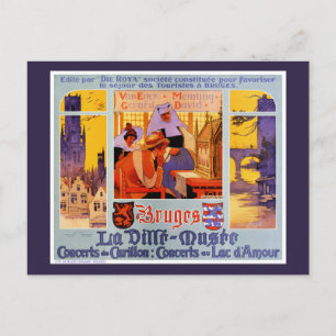 Carte Postale Affiche Vintage voyage de Bruges restaurée