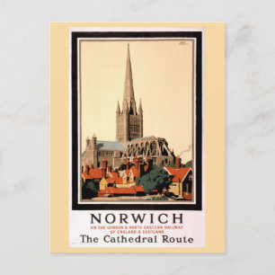 Carte Postale Affiche Vintage voyage de Norwich restaurée