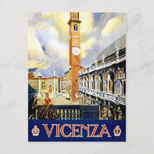 Carte Postale Affiche Vintage voyage de Vicenza Italie restaurée