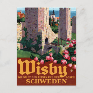 Carte Postale Affiche Vintage voyage de Visby restaurée