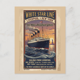 Carte Postale Affiche vintage White Star Line Olympic & Titanic