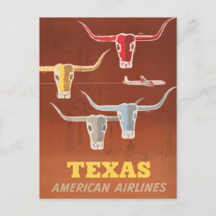 Carte Postale Affiche Voyage Pour American Airlines Vers Texas