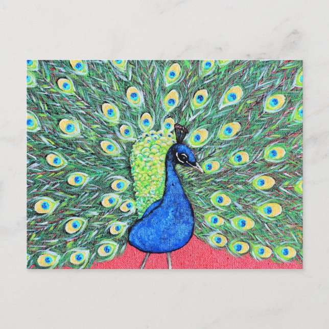 Carte Postale Afficher Peinture Acrylique Peacock (Devant)