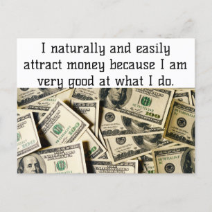 Carte Postale Affirmation positive - Attirer de l'argent