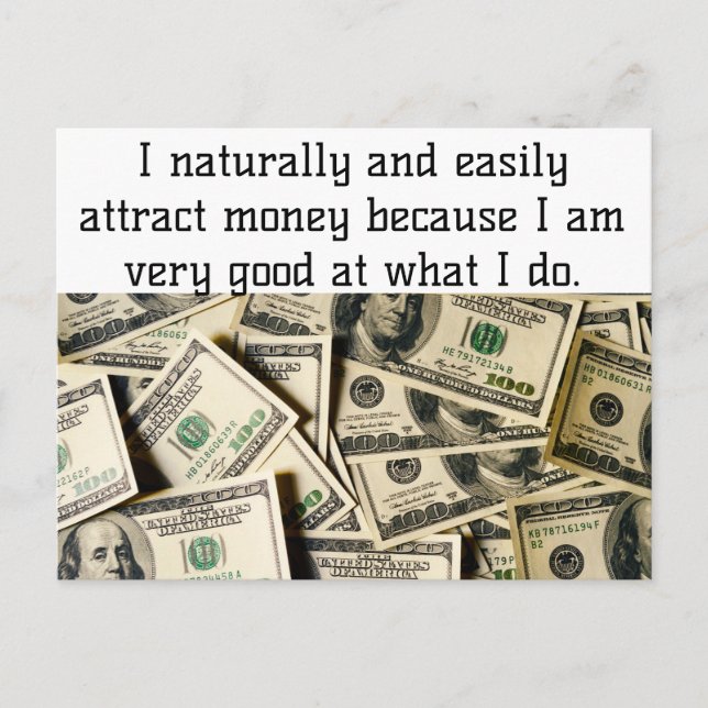 Carte Postale Affirmation positive - Attirer de l'argent (Devant)