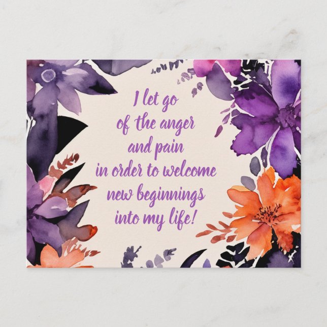 Carte Postale Affirmation Positive Laissant Partir De Douleur Et (Devant)