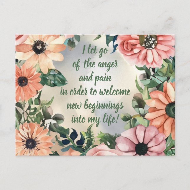 Carte Postale Affirmation positive pour abandonner la douleur et (Devant)