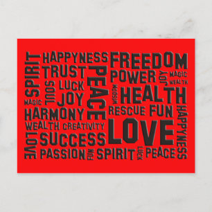 Carte Postale affirmations noires   feu rouge