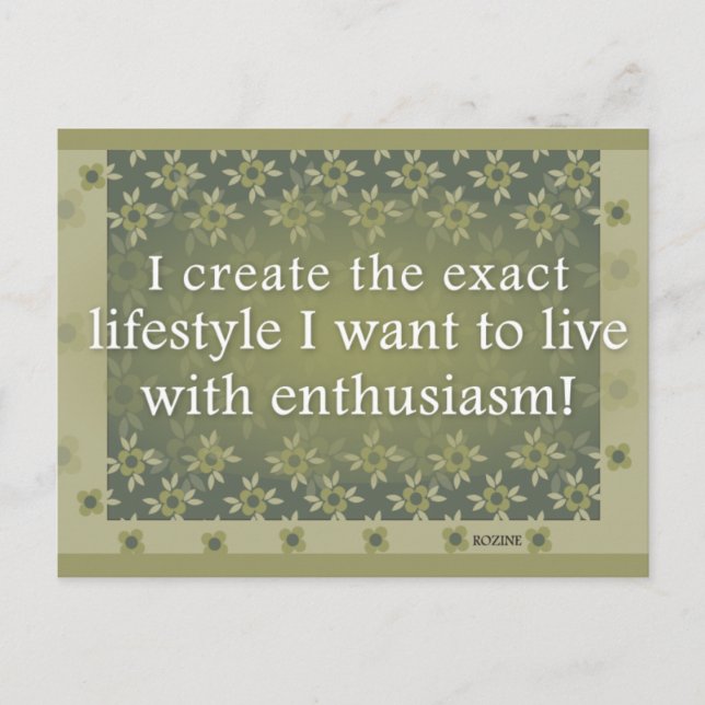 Carte Postale Affirmations Positives Vertes Pour Le Style De Vie (Devant)