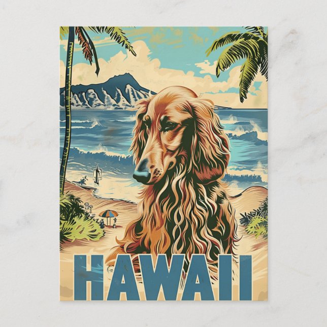 Carte Postale Afghan Hound Hawaii Voyage de vacances (Devant)