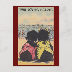 Carte Postale African American Children Beach Vintage Valentine