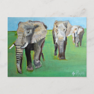 Carte Postale African Elephants Painting Art
