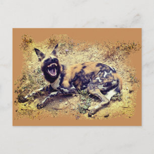 Carte Postale African Wild Dog montre ses dents