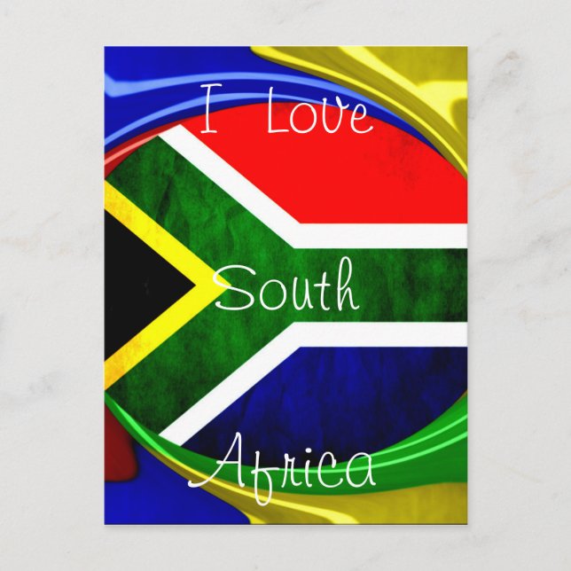 Carte Postale Afrique du Sud Drapeau : Motif dynamique à balayag (Devant)