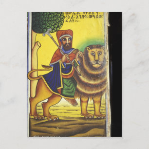 Carte Postale Afrique, Éthiopie. Oeuvre représentant le lion de