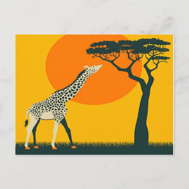 Carte Postale Afrique Giraffe Tanzanie Voyage vacances rétro (Devant)