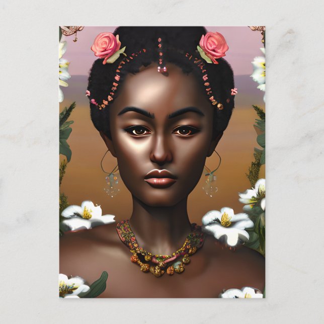 Carte Postale Afro-Américaine Beauté IA Art (Devant)