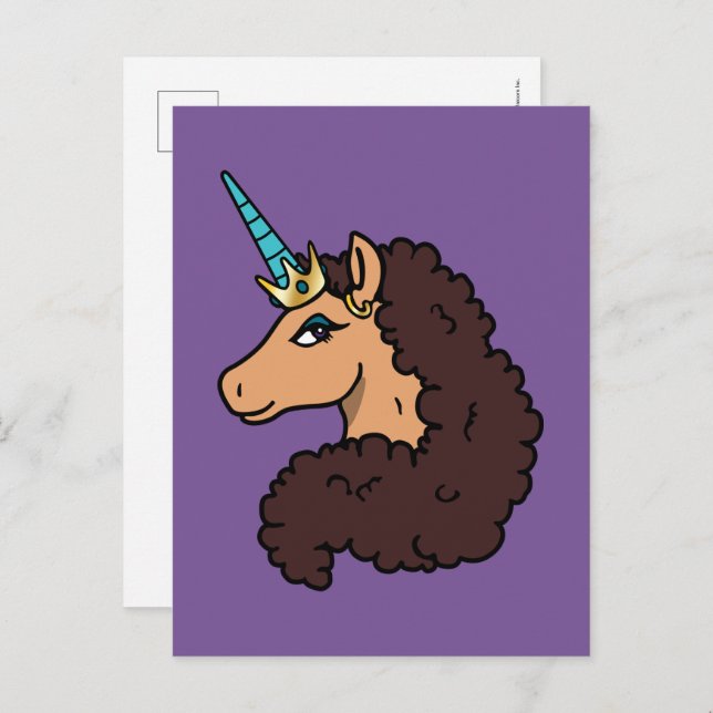 Carte Postale Afro Unicorn | Divin (Devant / Derrière)