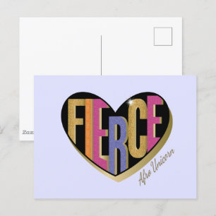 Carte Postale Afro Unicorn Fierce Heart Design