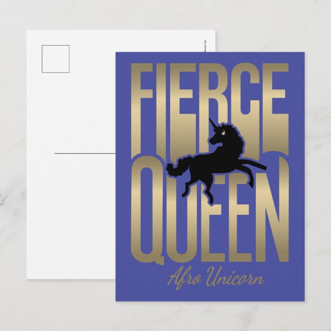 Carte Postale Afro Unicorn Fierce Queen (Devant / Derrière)