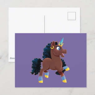 Carte Postale Afro Unicorn   La magie