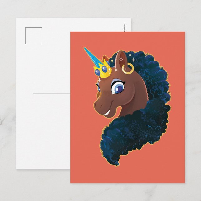 Carte Postale Afro Unicorn | Magique (Devant / Derrière)