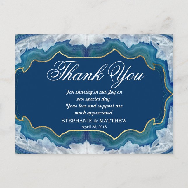 Carte Postale Agate Elegant Pretty Blue Geode Motif Turquoise (Devant)