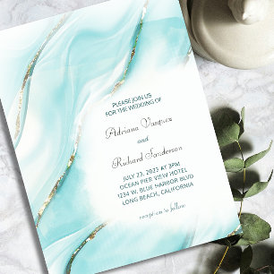 Carte Postale Agate Turquoise moderne RSVP Online QR Code