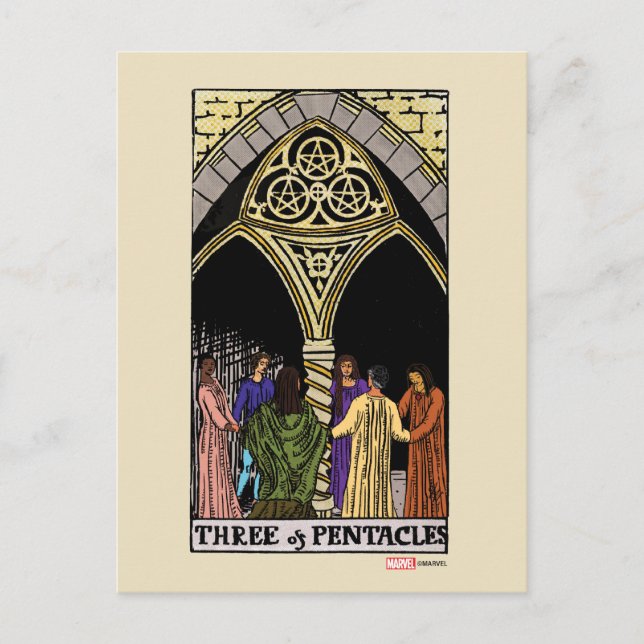 Carte Postale Agatha | Trois de Pentacles Tarot Graphisme (Devant)