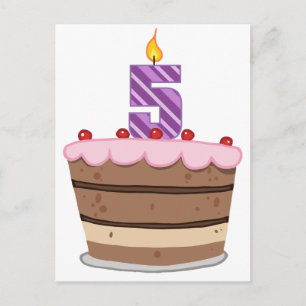 Carte Postale Âge 5 sur le gâteau d'anniversaire