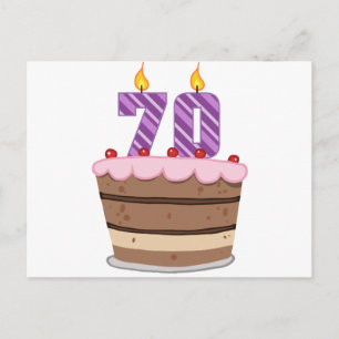 Carte Postale Âge 70 sur le gâteau d'anniversaire