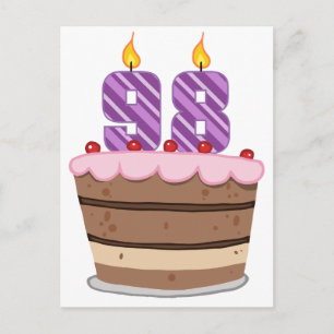 Carte Postale Âge 98 sur gâteau d'anniversaire
