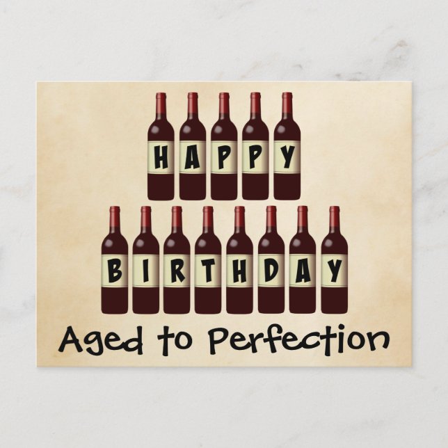 Carte Postale Âgé à la perfection Amateur de vin Joyeux annivers (Devant)