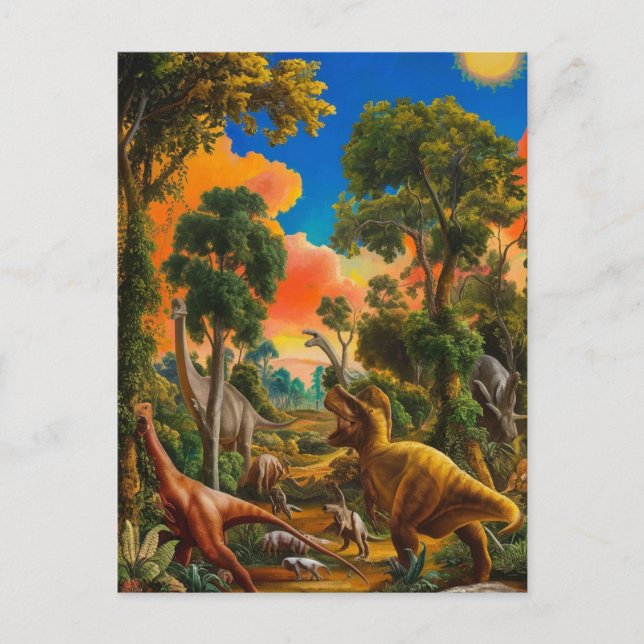 Carte Postale Age d'or des dinosaures : Un chef-d'oeuvre vibrant (Devant)