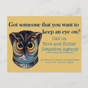 Carte Postale Agence détective Hoot et Hollar