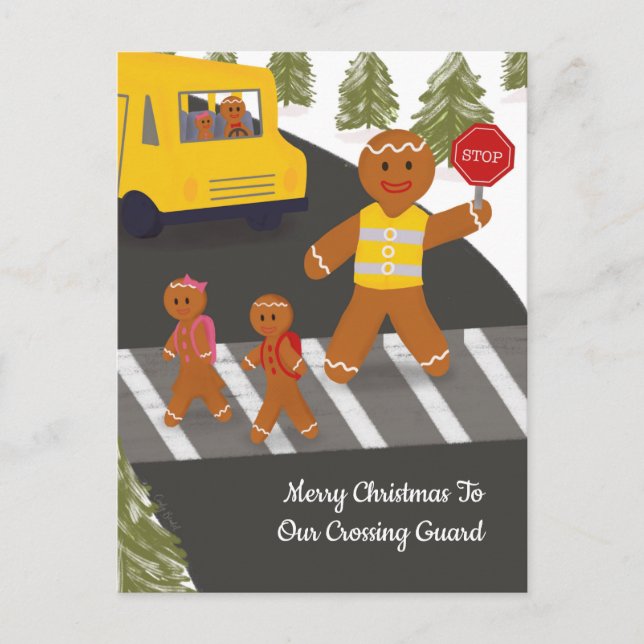 Carte Postale Agent de la circulation Noël Passage piéton Agent  (Devant)