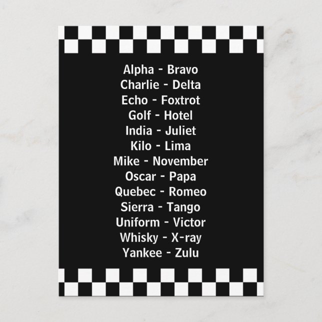 Carte Postale Agent de police Alphabet phonétique Radio d'urgenc (Devant)