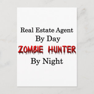 Carte Postale Agent immobilier/chasseur de zombie