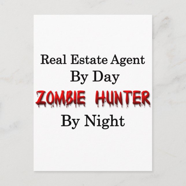 Carte Postale Agent immobilier/chasseur de zombie (Devant)