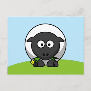 Carte Postale Agneau en caricature mignon