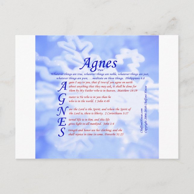 Carte Postale Agnes Acrostique (Devant)