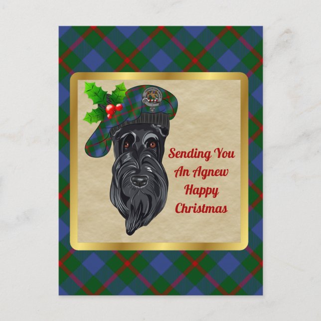 Carte Postale Agnew Clan Badge & Tartan Christmas (Devant)