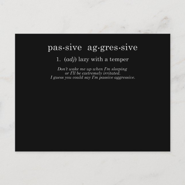 Carte Postale Agressif passif (Devant)