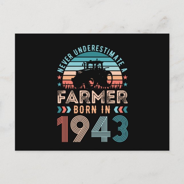 Carte Postale Agriculteur né 1943 80e Anniversaire Cadeau d'agri (Devant)