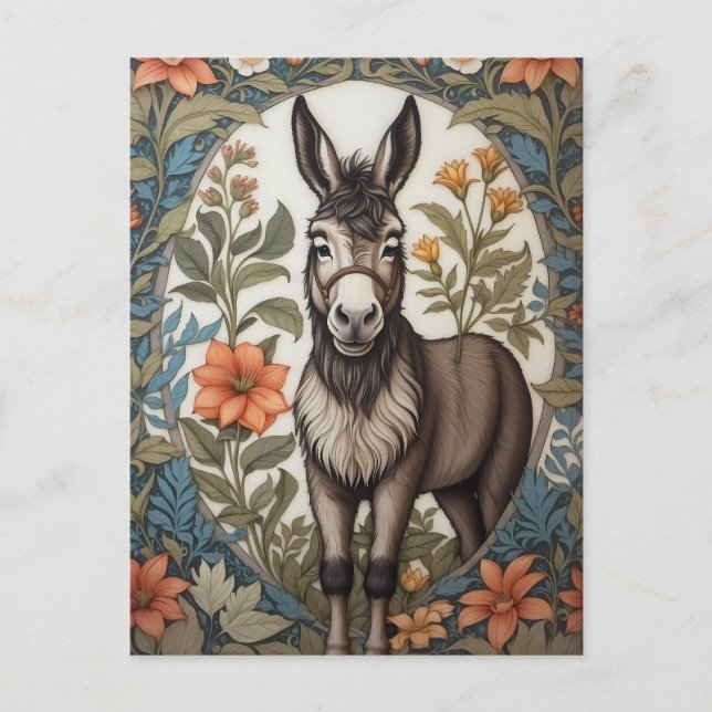 Carte Postale Agritourisme Donkey William Morris inspiré (Devant)