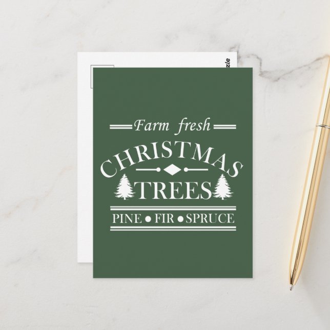 Carte Postale Agritourisme Joyeux arbres de Noël (Devant/Arrière en situation)