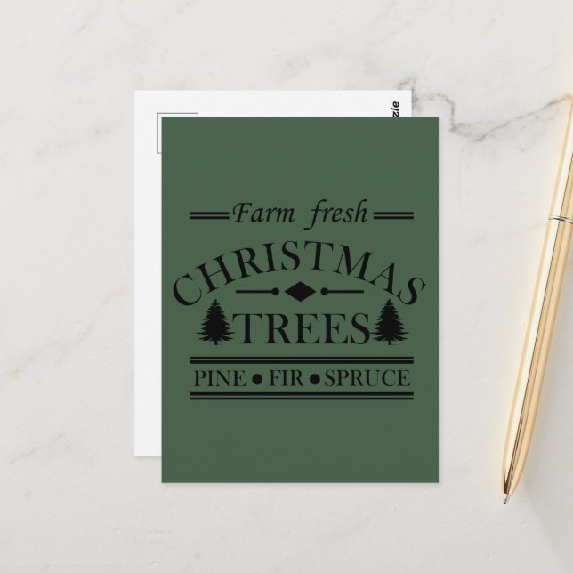 Carte Postale Agritourisme Joyeux arbres de Noël (Devant/Arrière en situation)