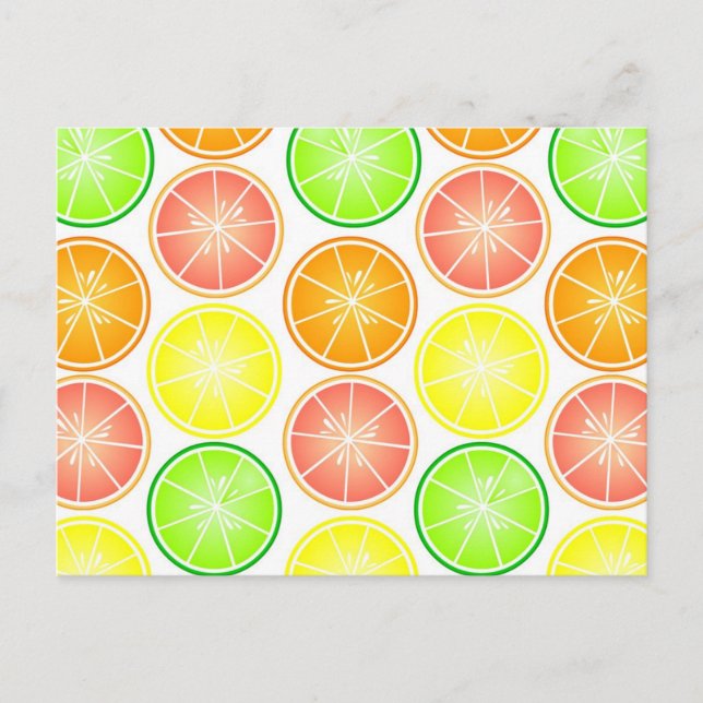 Carte Postale Agrumes Impression - Citron Lime Orange Grappe (Devant)