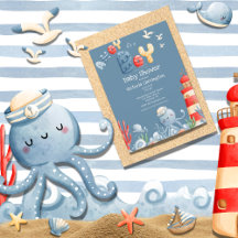 Ahoy C'est un Baby shower nautique bleu garçon