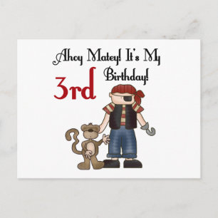 Carte Postale Ahoy Matey Pirate 3ème Anniversaire Tshirts et cad